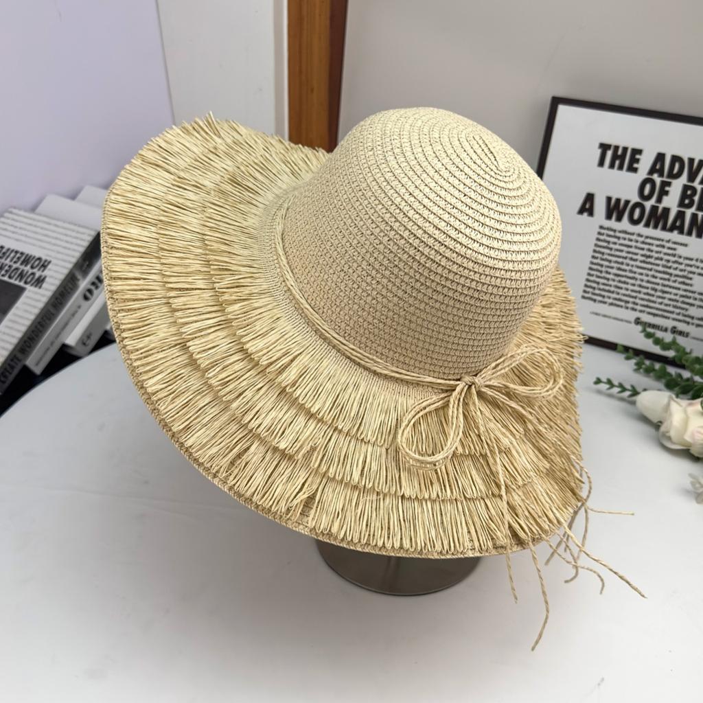 Summer French Big Brim Sun Hat Women's Fashion Ins Seaside Sun Protection Straw Hat Pastoral Pearl Face Small Sun Hat