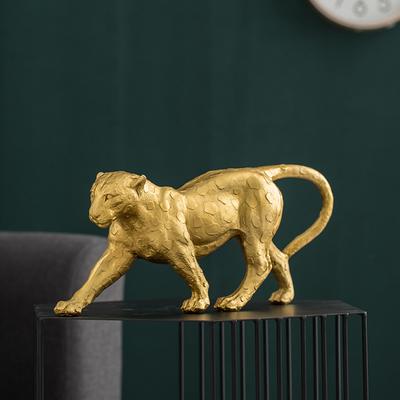 Resin Animal, Golden Tiger, Cow, Leopard Statue Decoration Craft Gift, Modern Living Room, Study, Office Desktop Decoration