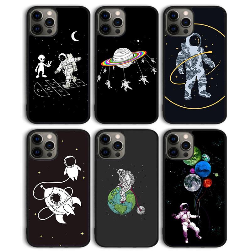 Starry Space Moon Astronaut Aesthetic Phone Case Cover for iPhone 17 Air 16 15 14 13 11 12 Pro Max Plus Coque