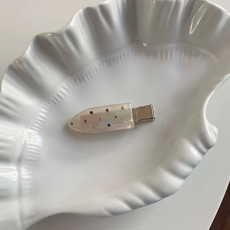 Superior Acetic Acid Colorful Rhinestones Seamless Hair Clip Female Sweet Bangs Clip Delicate Temperament Side Clip