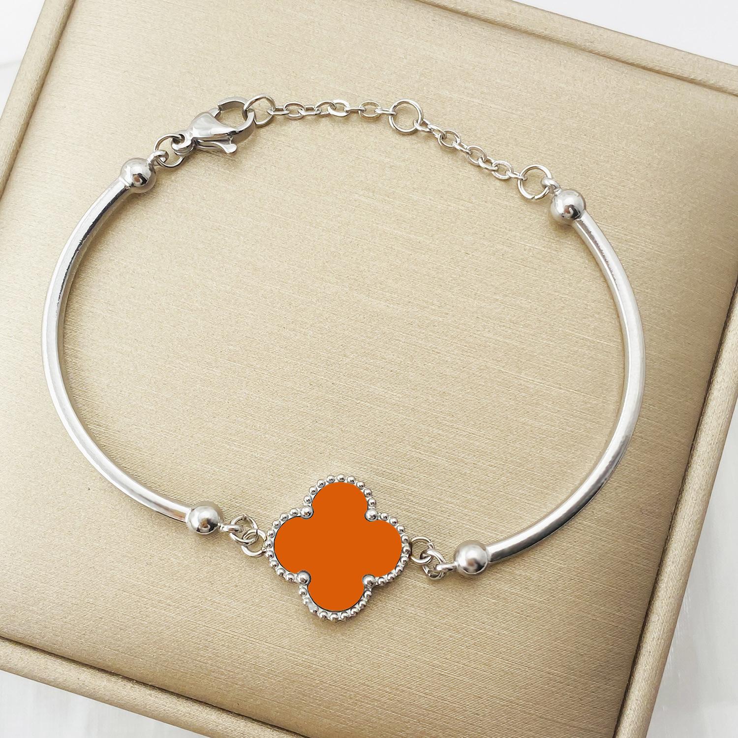 

Браслет с одинарным цветком «Четырехлистный клевер» 15 мм, 18K вакуумное покрытие, женский браслет