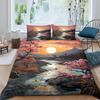 Sunset Landscape Duvet Cover 140x200cm With 1 Pillowcase Anime Scenery Quilt Cover 3D Design Printed Bedding