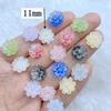 60 Stück neue, niedliche Mini-Nagellacke aus Kunstharz (11 mm), glänzende Cartoon-Blumen, flache Rückseite, Verzierungen für Haarschleifen und Accessoires