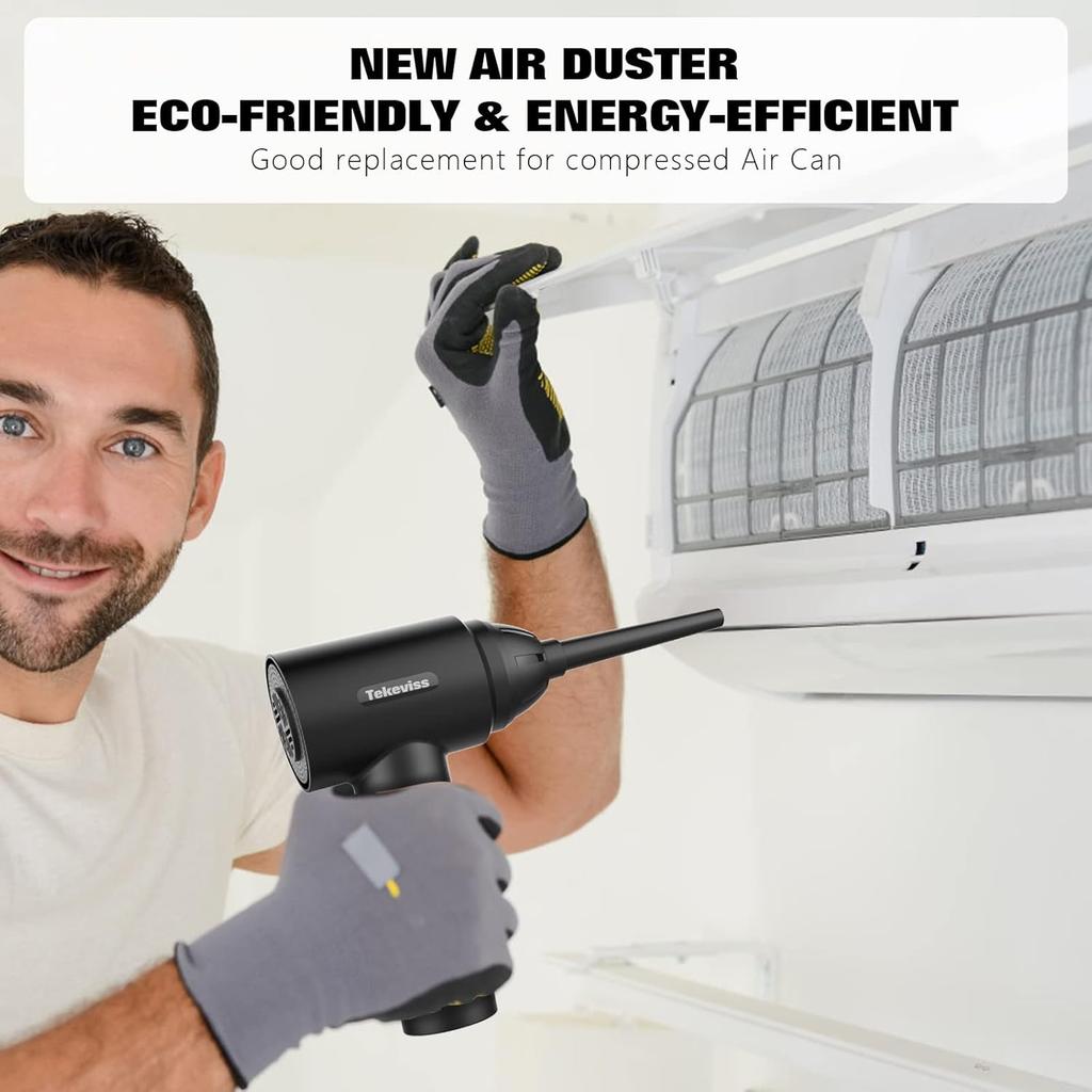 Compressed Air Duster - 100000RPM Adjustable Electric Air Duster, Rechargeable 8000mAh Cordless for Dust Off/Cleaning Computer Electronics/Inflating