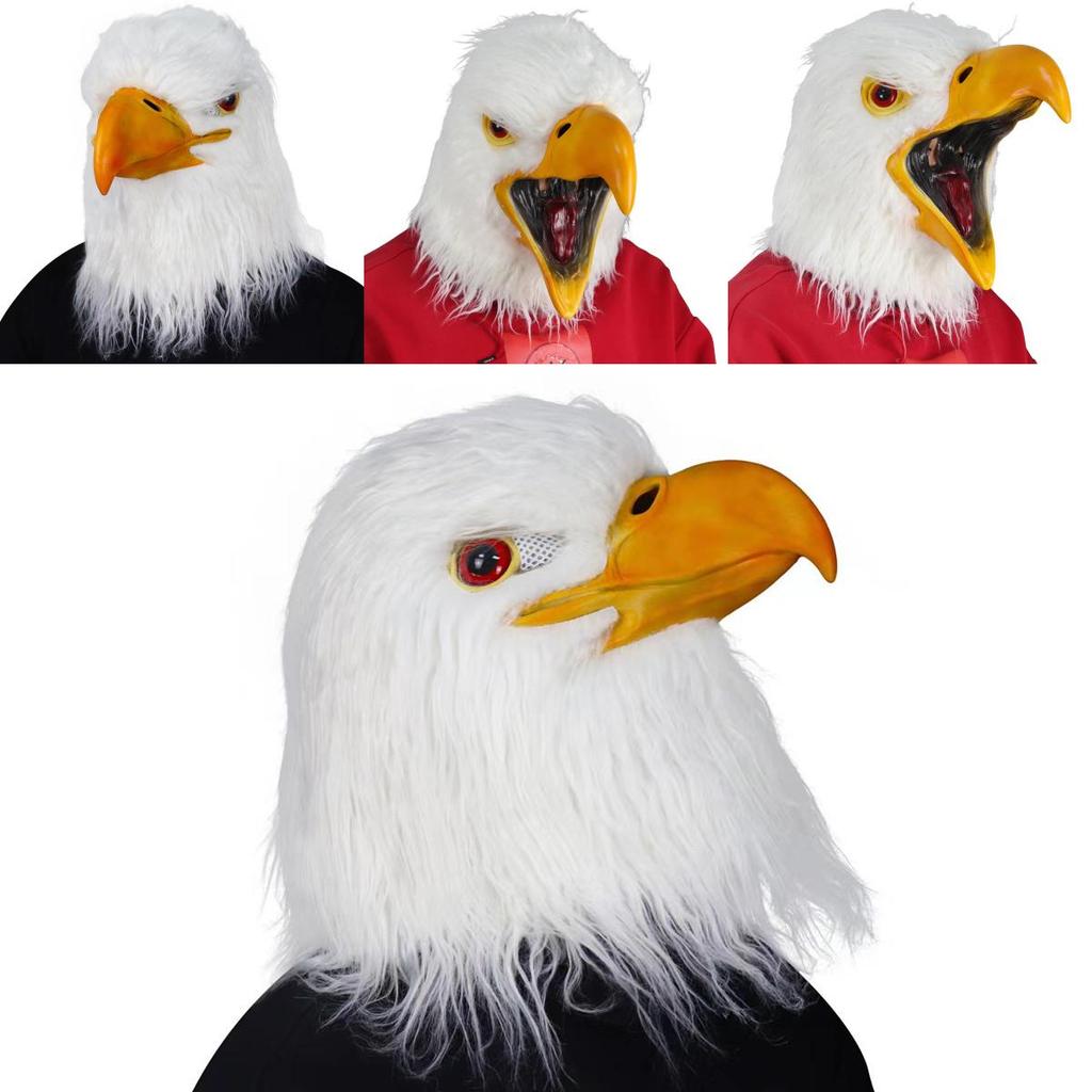 Vithövdad örnmask i latex för Halloween och cosplay med djurtema