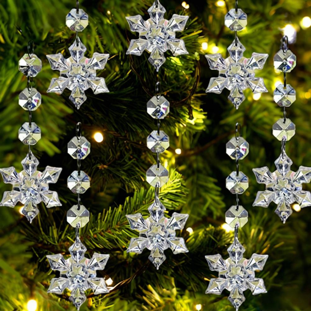 30 Pack Hanging Crystals - Clear Acrylic Snowflake Pendant Ornaments for Christmas Tree, Centerpieces, Window & Home Decorations