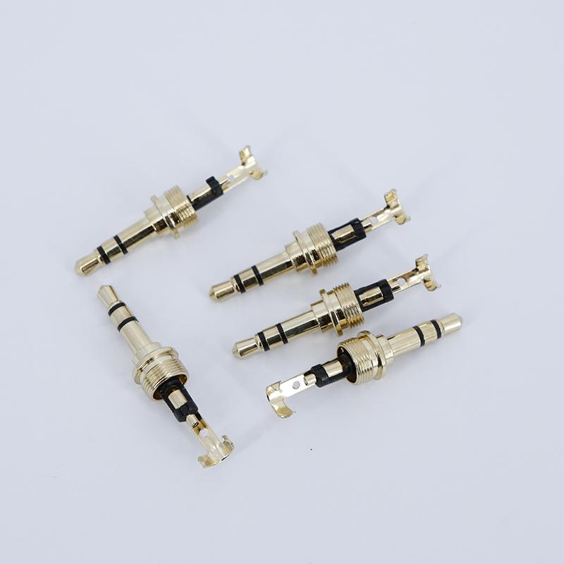 Shell-less Gold-Plated 3.5mm Stereo Headphone Plug 3Pin with M7.5 Thread 8.0mm Disk Audio Connector