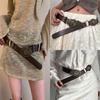 Fashion Metal Buckle PU Leather Belt Rivet Adjustable Vintage Waist Belts Hollow Wide Waistband Punk Fashion