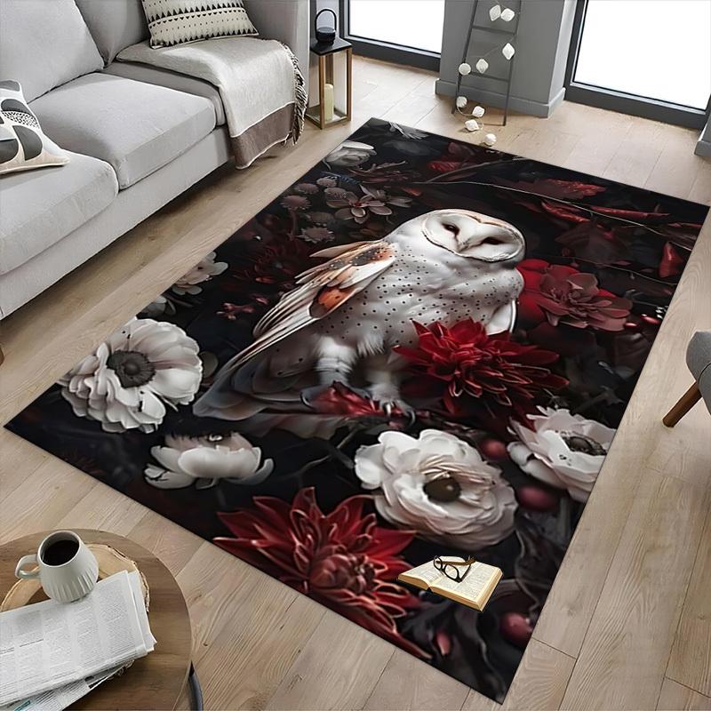 1pc Owl Flowers Carpet Anti Slip Polyester Floor Mat for office,Bedroom