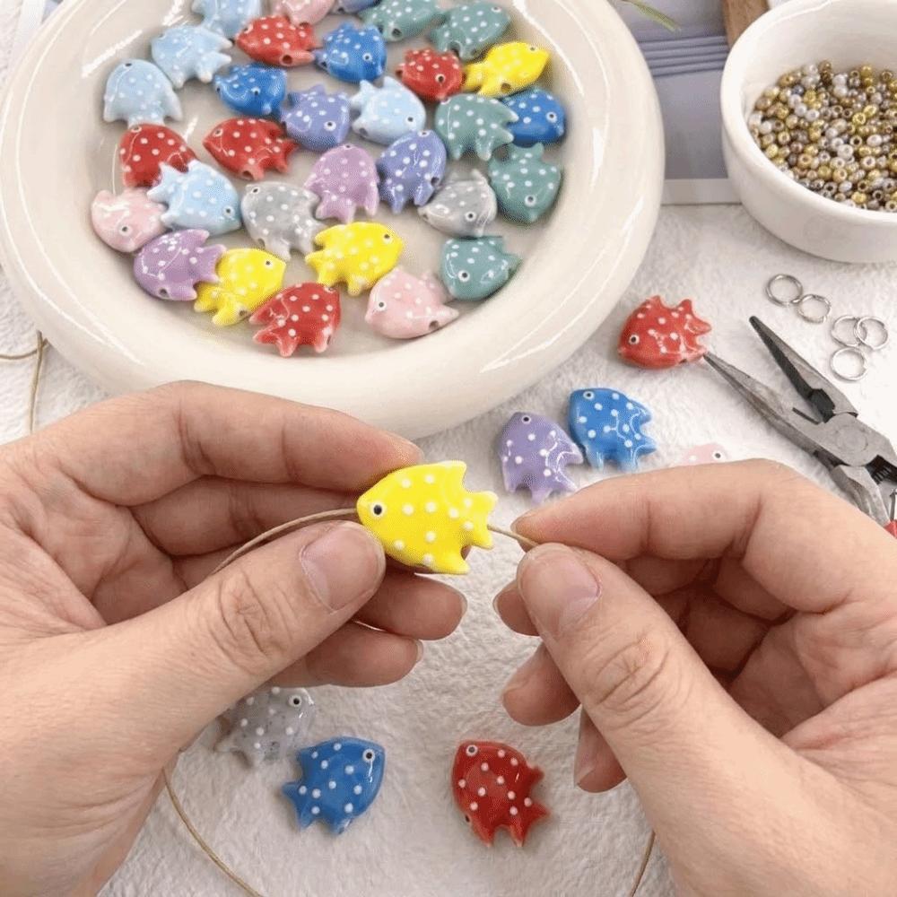 Colorful Fish Ceramic Beads Kawaii Loose Beads Fun Tropical Spacer Beads  Bracelet