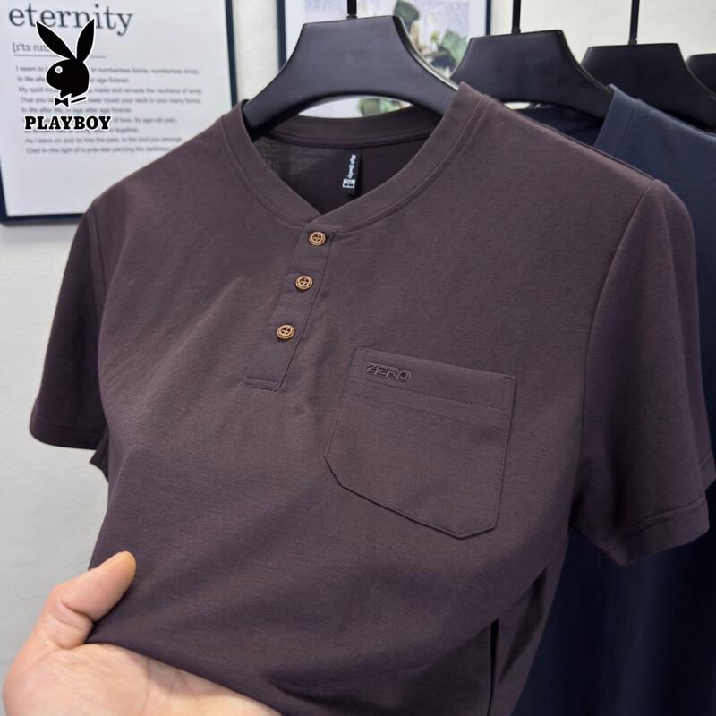 Playboy Men s Cotton Linen Blend Henley Polo Shirt 3XL
