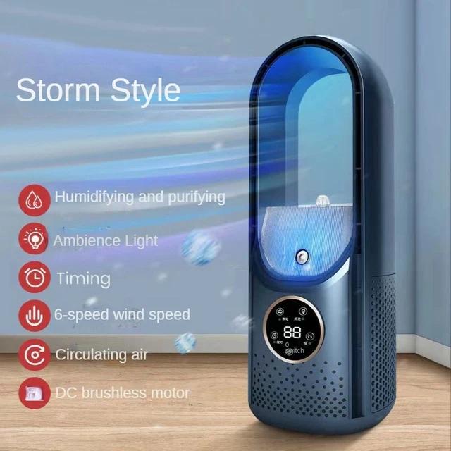 Leafless Electric Fan Portable USB Air Cooler 6 Speed Silent Timer Air Conditioner Cooling Fan Humidifier Conditioning Fan Home