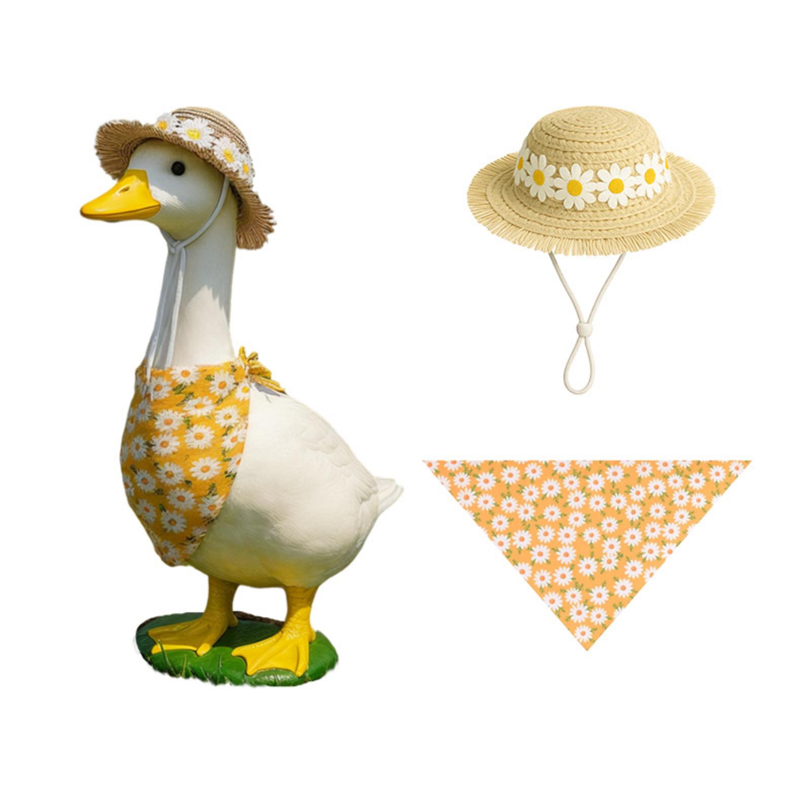 

Porch Goose Outfit Set for 23 Inch Decorative Goose Figurine Includes Sun Hat and Triangle Scarf Suitable for Outdoor Holiday Display One Size жовтий