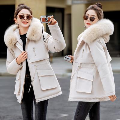 Pie Overcome Women's Short Korean Version Fashion Loose Tooling Down Cotton Clothes Winter Waist Large Size Thickened Cotton Clothes