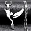 Ballerina Ballet Dancer Dancing Girl Necklace for Women Men Stainless Steel Dove of Peace Bird Shape Chain Jewelry NZZZ520S01