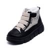 Damen Winter Schnürstiefel mit dicker Sohle Fell eins leicht warm kälteabweisend gefüttert Schneestiefel rutschfest abriebfest lässige Sneaker Baumwollstiefel Board Schuhe