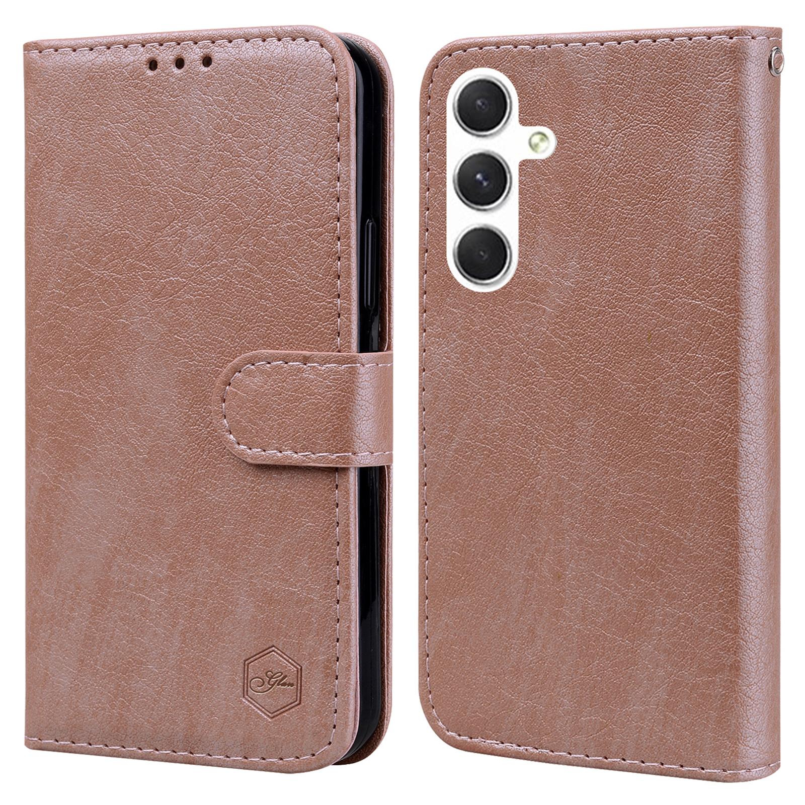 

For Samsung Galaxy S24 Case Magnetic Clasp Leather Phone Cover Champagne