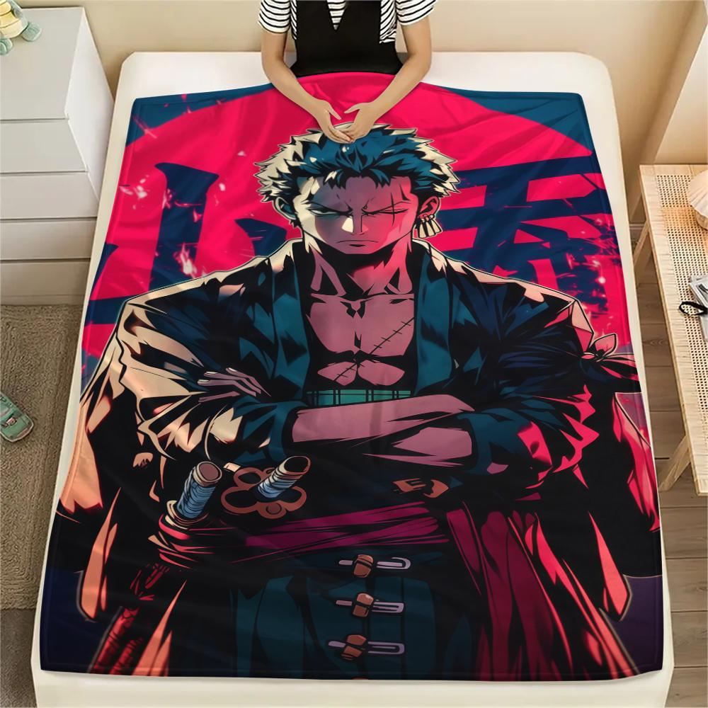 One Piece Roronoa Zoro Flannel Blanket Colorful Print For Home Sofa Bed Chair Picnic Travel -HE71