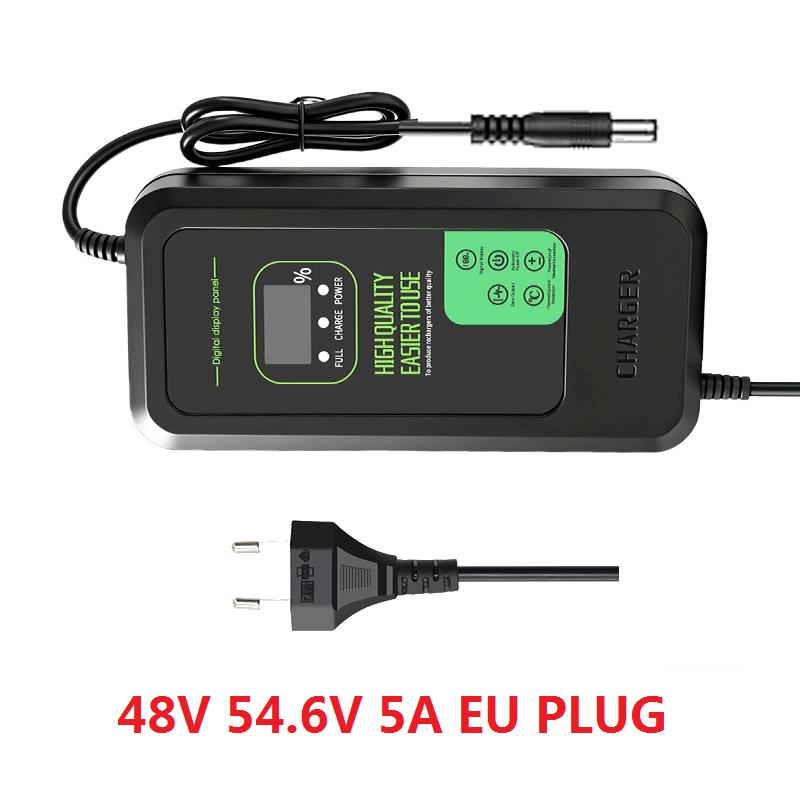 36V 42V / 48V 54.6V 2A /5A LED Charger For Lithium Battery Digital Display Power Supply Adapters Fast Charging With Cooling Fan