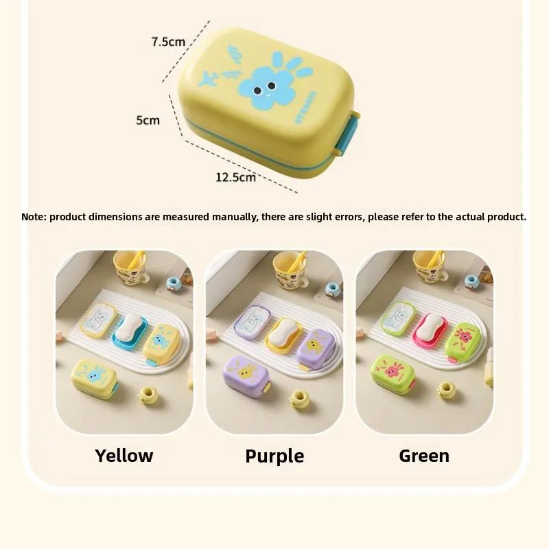 Dopamine Double Layer Draining Soap Boxes Portable with Cover High Appearance with Sponge Household Bathroom Hygiene Soap Boxes