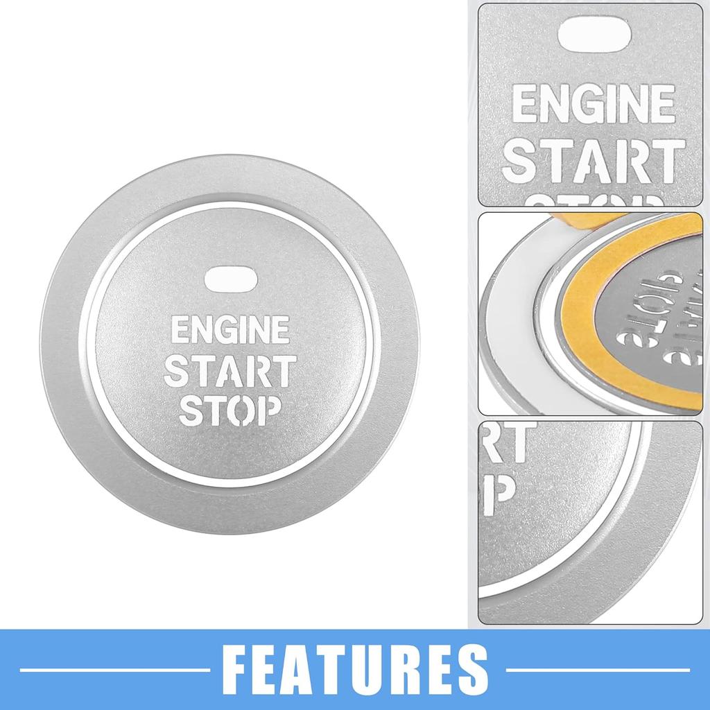 Engine Start Stop Ignition Button Overlay Cover Decal Interior Trim Sticker for Hyundai Sonata 2011-2014 Aluminum Alloy Silver Tone