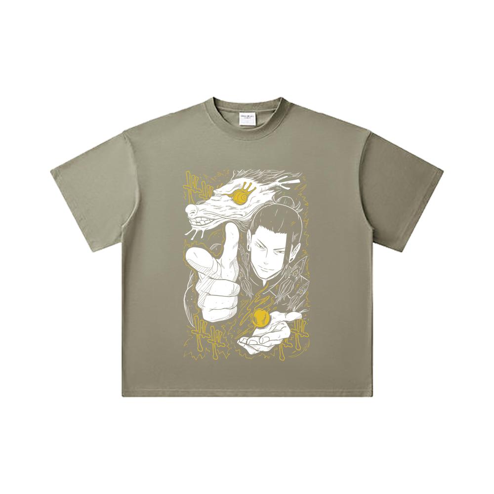 260 GSM Doppelgarn 32er Zählart 100% Baumwolle Jujutsu Kaisen V11 Geto Druck Unisex Schweres Baumwoll-T-Shirt