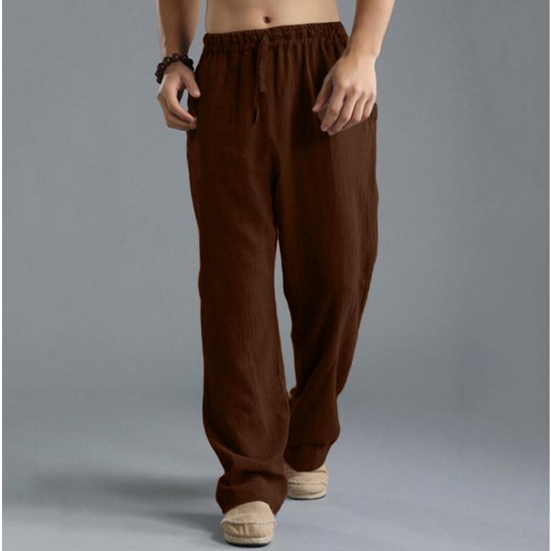 2023 European and American Men's Oversized Casual Pants Linen Breathable Sports Pants Men's
