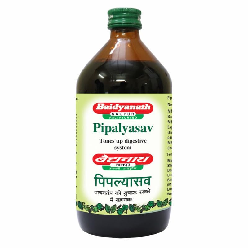 Baidyanath Asli Ayurved Pipalyasav Ayurvedic Digestive Tonic for Digestion Support Acidity Balance Herbal Wellness 450 ml Pack of 1