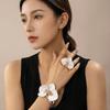 Metal Flower Bracelet Bohemian Open Floral Arm Cuff Elegant Flower Bracelet Ring Set  Festive