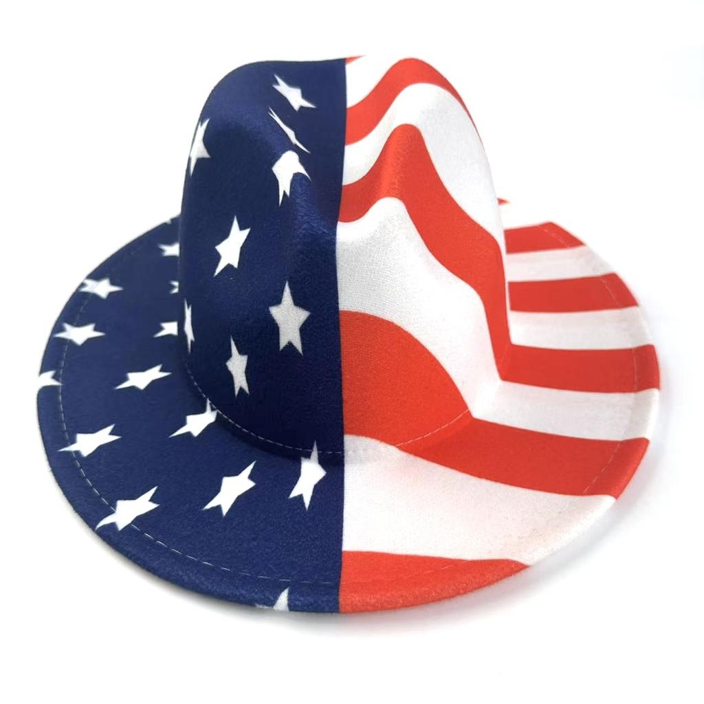 American Independence Day Flag Pattern Western Cowboy Hat Sunshade Panama Hat