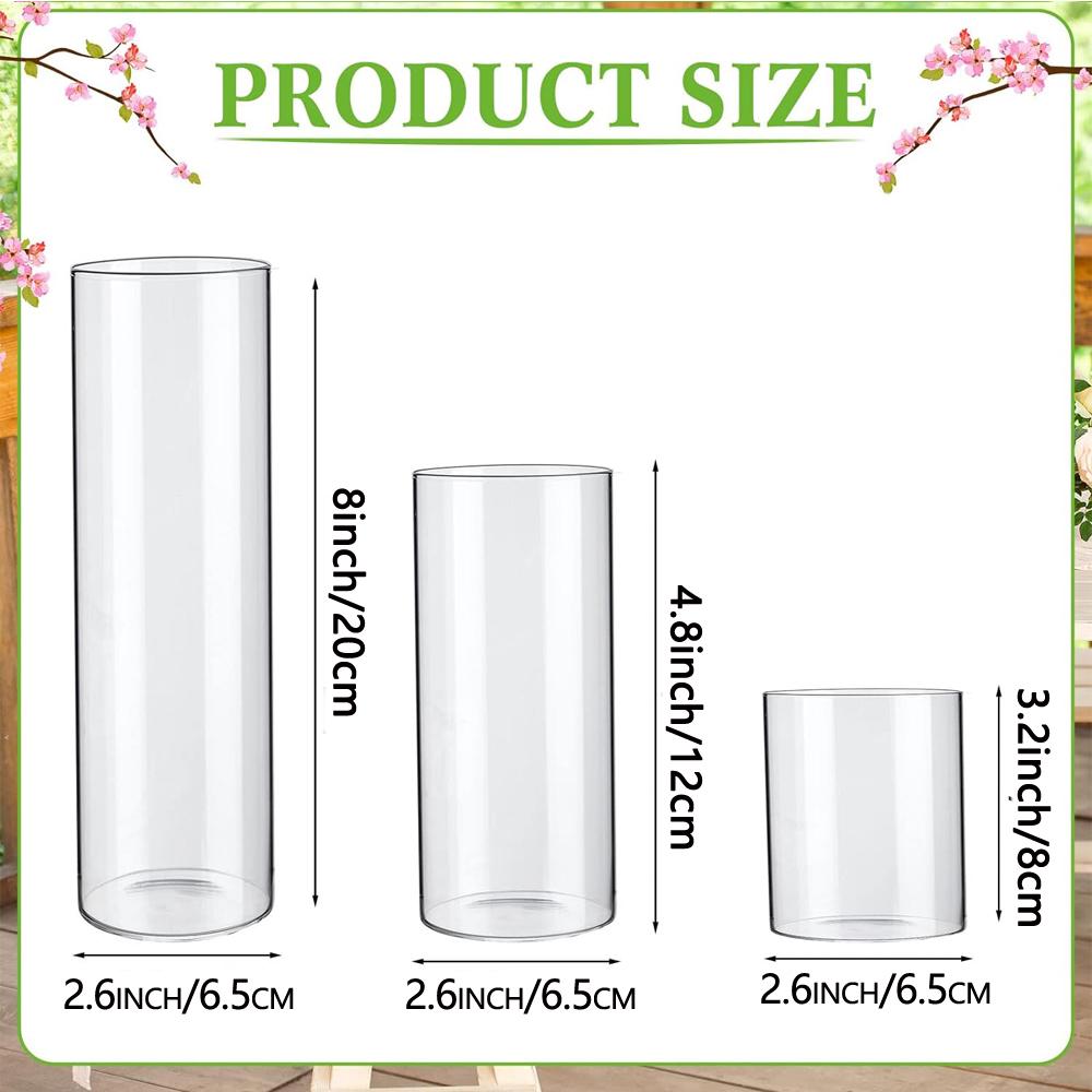 Glaszylinder-Vasen 4 6 8 Zoll hoch Klare Blumenvase Hurrikan Kerzenhalter für Tischdekoration Hochzeit Heimdeko