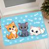 1pc Cartoon Orange Cat, Gray Cat, White Cat Flannel Floor Mat, Entrance Doormat, Bathroom Non-Slip Mat, Bedroom Bedside Mat, Cute Fishbone and Paw Pri