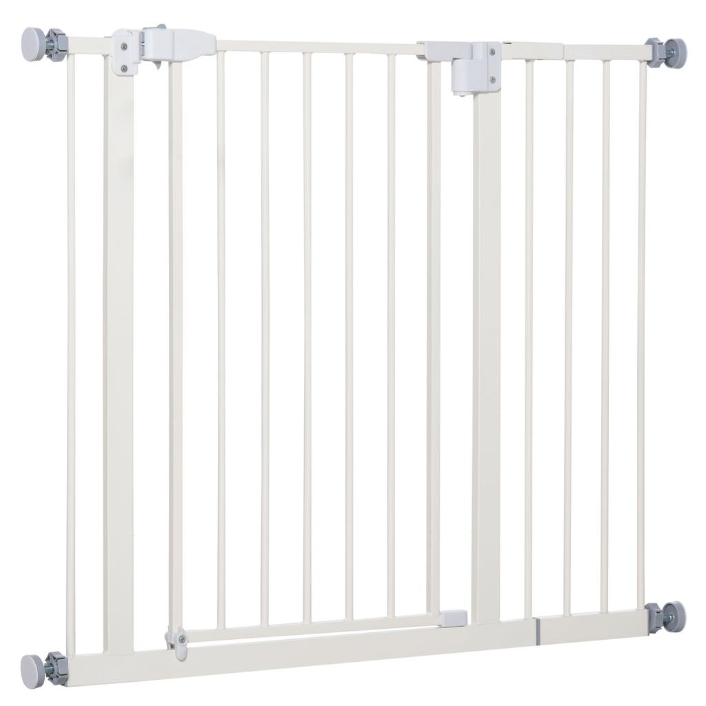 Push-fit Extendable Dog Gate with Automatic Closure, Height 76.2cm, White