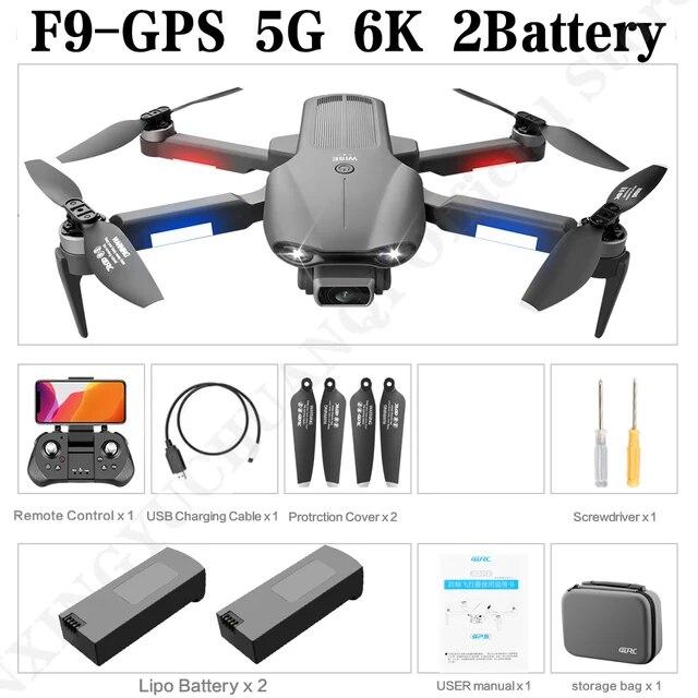 F9 GPS Drone 4K Professional Dual Camera Foldable RC Quadcopter Dron 6K 5G WIFI Brushless Motor Remote Control Helicopter Toy