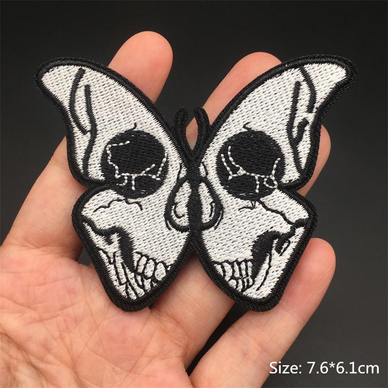 Rock Punk Patches On Clothes Clothing Thermoadhesive Patches Iron On Embroidered Patches Ghost Zipper Black And White Sewing