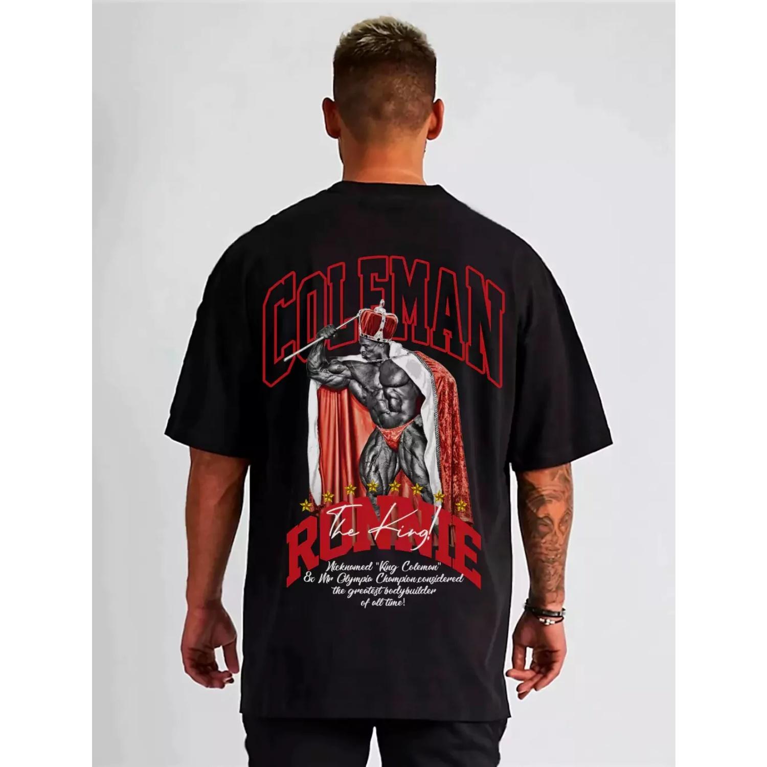

Muscle Man Cotton TShirt Retro Streetwear Graphic Tee Black White Sporty Casual Mens Fashion XXXXXL чорний