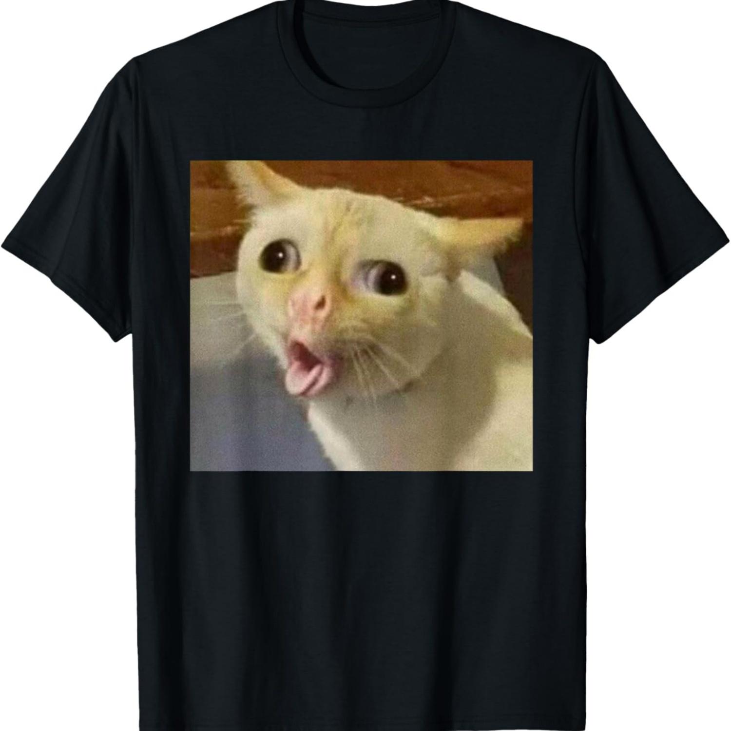 Cat Gagging Meme Funny Kitty Coughing Cat Top Iconic Meme Men Women T-Shirt S