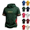 Men's Casual Retro Lightweight Short Sleeve Hoodie with Mexico Graphic Print