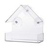 Window Birds Feeder Weather Proof House Shape Clear Acrylic Feeder with 3 Sucker for Outdoors Songbird New