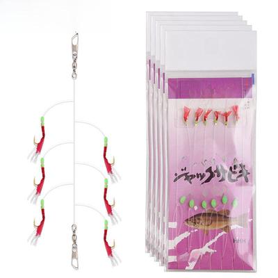 Leuchtendes Bionisches Angelhaken-Set mit Garnelenhaut für Barsch-Reservoir (6 Haken)