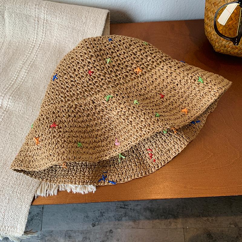 New Big-brimmed Colored Sunshade Straw Hat for Vacation Travel, Versatile Straw Weaving Sunscreen, Fashionable Seaside Beach Hat
