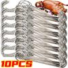 1/10PCS Stainless Steel Turkey Hooks with Double Hook Beef Meat Clasps Duck Goose Metal Grill Hanger BBQ Storage Hanger Utensils 4