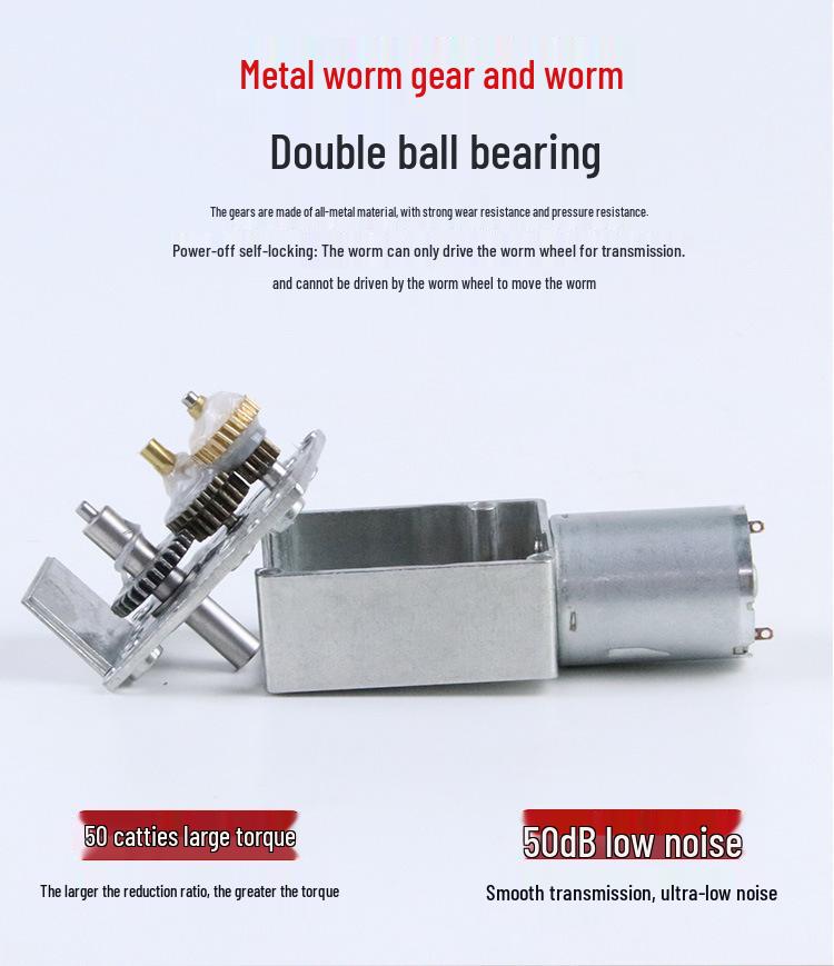 JGY370 Mini DC Motor - High Torque, Low Speed, Worm Gear, 6V/12V/24V