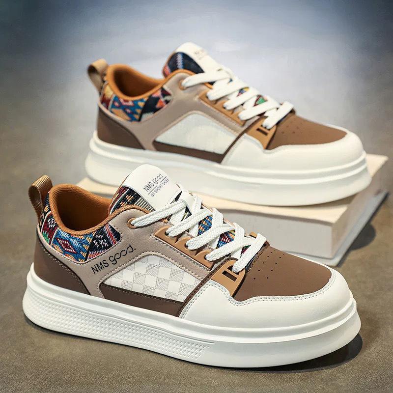 

Men Flats Casual Shoes Four Season Versatile Comfortable Soft-sole Walking Shoes Fashion Lace-up Platform Man s Leisure Sneakers 39 коричневый