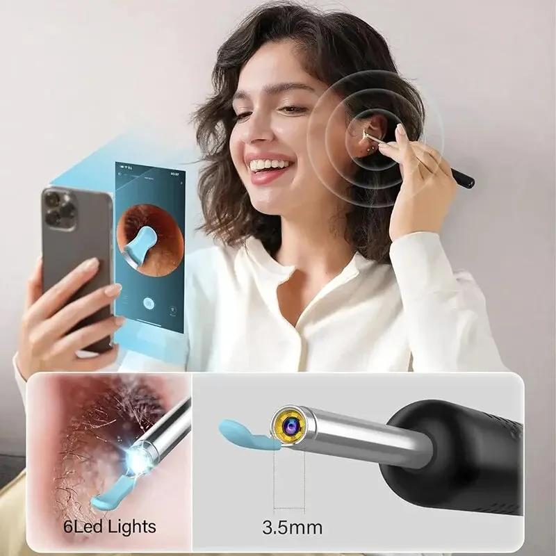 Smart Visual Earpick Ear Wax Removal Tool 800W Pixel Camera HD Endoscope Ear Clearn Led Light Wireless Otoscop Ear Pick