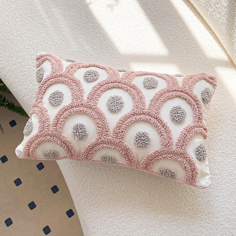 Federa Cuscino Ricamata con Fiori Freschi Stile Nordico per Homestay, Soggiorno, Divano di Casa, Cuscino Decorativo, Copricuscino per Schienale