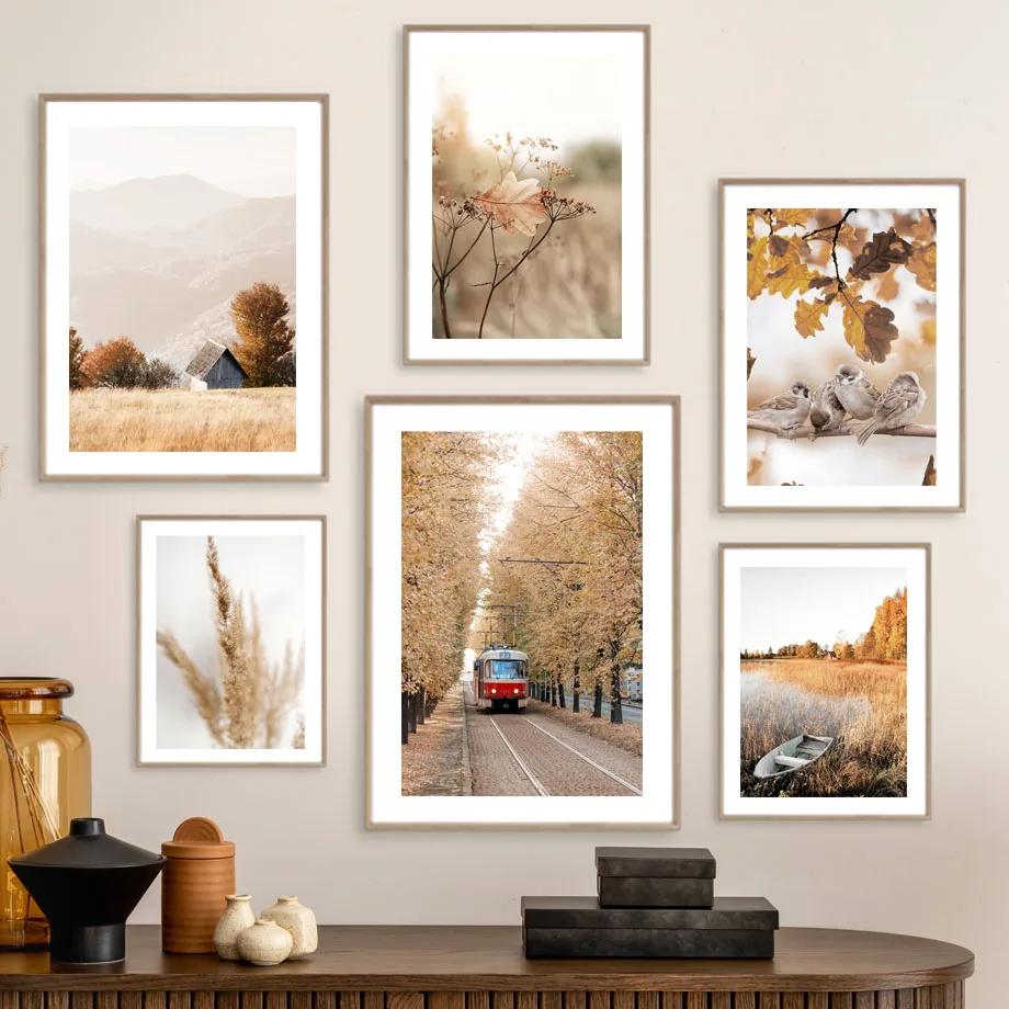 Vintage Autumn Landscape Fall Plant Posters Canvas Painting Warm Tone Print Nature Wall Art Pictures Living Room Interior Decor