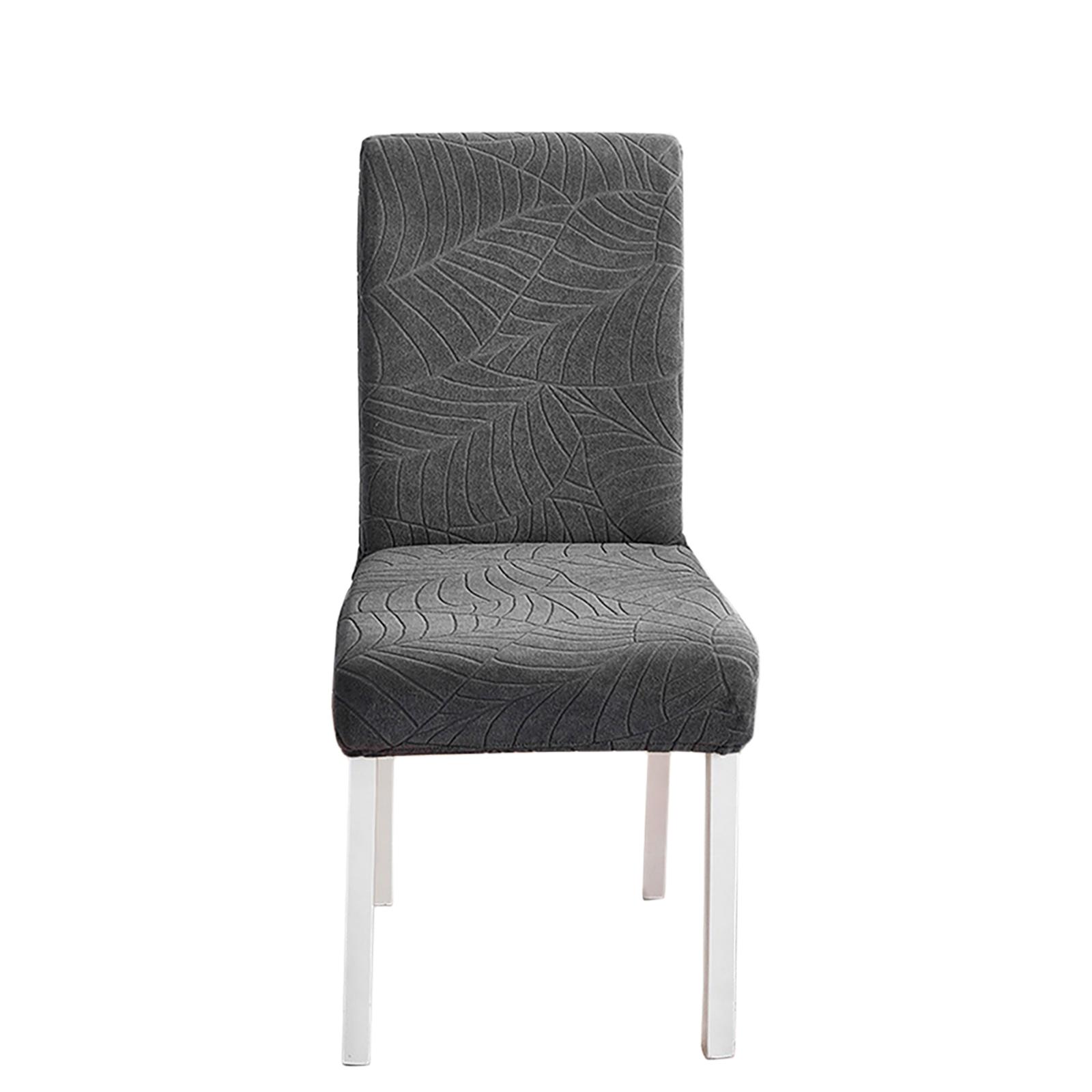 

4pcs Household Chair Covers Slipcover Waterproof High Elastic Leaves Jacquard Chair Protectors For Dining Room dark grayuniversal#0