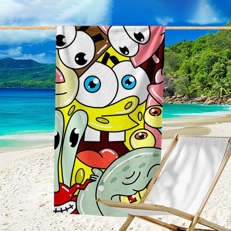 Ultra-Soft Beach Towel with SpongeBob SquarePants Theme,Ideal for Pool - Camping, Diving - Perfect Travel Essential, Vibrant Beach Towel.