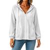 Women's Color Long Sleeve Hooded Zip-Up Jacket with Pockets for Casual Wear